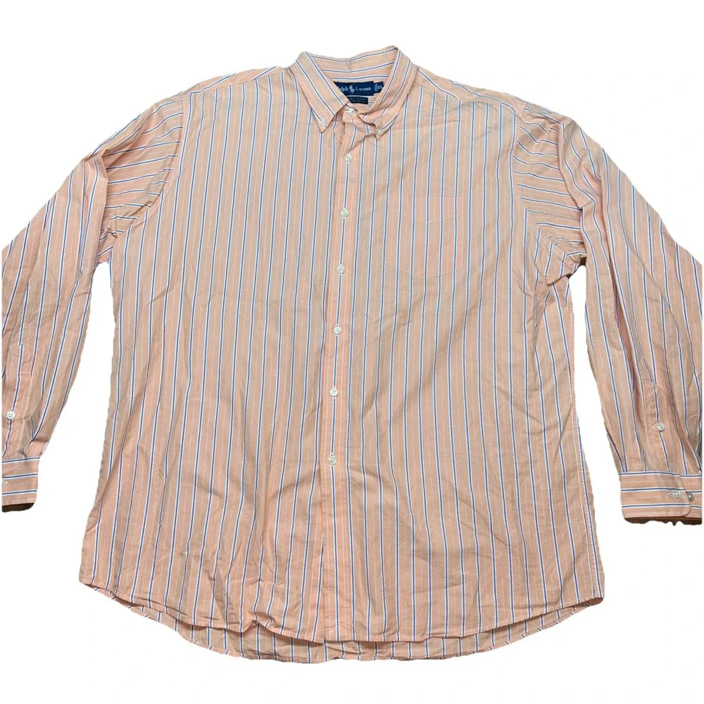 Polo Ralph Lauren Vintage Button Down 100%‎ Two Ply Cotton Men's XL